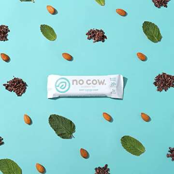 No Cow Protein Bar - Mint Cacao Chip | 20g Plant Based Protein, Keto Friendly, Vegan, Gluten Free, 1...