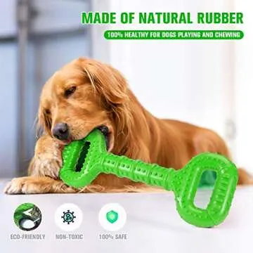 Feeko Dog Toys for Aggressive Chewers Large Breed 15 inch Interactive Dog Toy Large Long Lasting Dog Toys with Convex Design Natural Rubber Tug-of-war Toy for Medium Large Dogs Tooth Clean(Green)