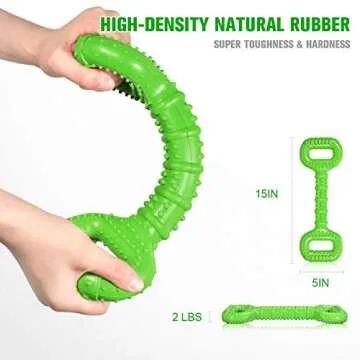 Feeko Dog Toys for Aggressive Chewers Large Breed 15 inch Interactive Dog Toy Large Long Lasting Dog Toys with Convex Design Natural Rubber Tug-of-war Toy for Medium Large Dogs Tooth Clean(Green)