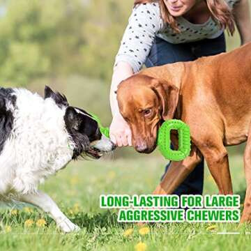 Feeko Dog Toys for Aggressive Chewers Large Breed 15 inch Interactive Dog Toy Large Long Lasting Dog Toys with Convex Design Natural Rubber Tug-of-war Toy for Medium Large Dogs Tooth Clean(Green)