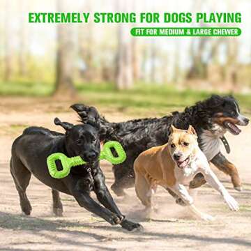 Feeko Dog Toys for Aggressive Chewers Large Breed 15 inch Interactive Dog Toy Large Long Lasting Dog Toys with Convex Design Natural Rubber Tug-of-war Toy for Medium Large Dogs Tooth Clean(Green)