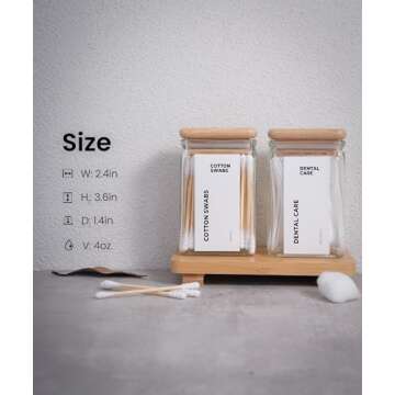 APT 1101 3 Pack Qtip Holder - Bathroom Organizers and Storage, Cotton Round Holder Cotton, Glass Apo...