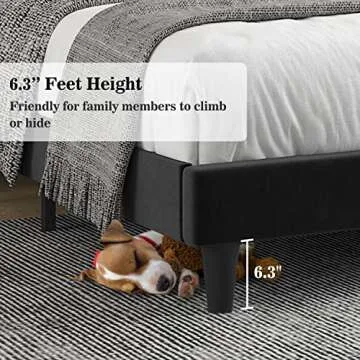 Allewie Queen Platform Bed Frame/Velvet Upholstered Bed Frame with Vertical Channel Tufted Headboard/Strong Wooden Slats/Mattress Foundation/Box Spring Optional/Easy Assembly/Black