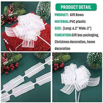 Poen 8 Pieces Large Pull Bow 6 inches Organza Gift Wrapping Ribbon Bow for Wedding Baskets Gift Wrapping and Decoration(Mixed Color)