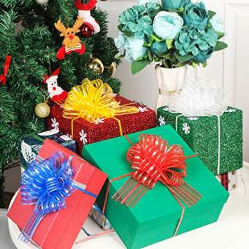 Poen 8 Pieces Large Pull Bow 6 inches Organza Gift Wrapping Ribbon Bow for Wedding Baskets Gift Wrapping and Decoration(Mixed Color)