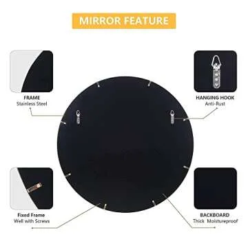 MOTINI 32 Inch Decorative Round Wall Mirror for Home