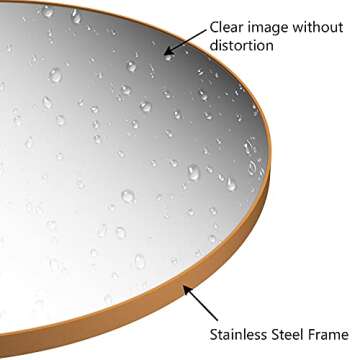 MOTINI 32 Inch Round Decorative Wall Mirror Large Modern Brushed Brass Metal Frame Mirror Wall Mounted for Wall Decor, Living Room, Bedroom