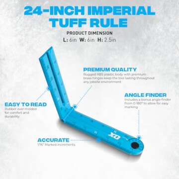 OX Tools Pro 24 Inch Durable Measuring Rule with Angle Finder