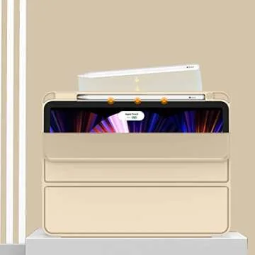 ZryXal New iPad Pro 11 Inch Case 2022(4th Gen)/2021(3rd Gen)/2020(2nd Gen) with Pencil Holder,Smart iPad Case [Support Touch ID and Auto Wake/Sleep] with Auto 2nd Gen Pencil Charging (Champagne Gold)