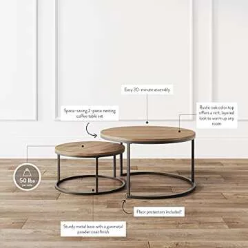 Nathan James Stella Modern Nesting Coffee Tables Set