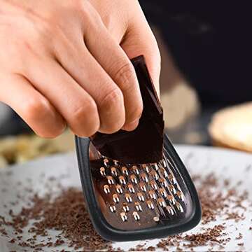 Kitchen Gadgets Set 5 Pieces, Space Saving Cooking Tools Kitchen Accessories - Fruit/Vegetable Peeler, Cheese/Chocolate Grater, Bottle Opener, Pizza Cutter, Garlic/Ginger Grinder Gift Set (Black)