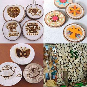 Unfinished Natural Wood Slices 20 Pcs 3.5-4 inch Craft Wood kit Circles Crafts Christmas Ornaments Rustic Wedding Decoration DIY Crafts with Bark for Crafts