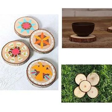 Unfinished Natural Wood Slices for Crafting and DIY Projects