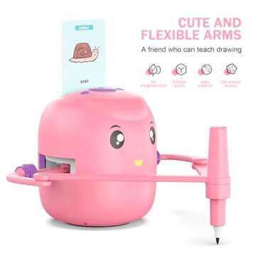 Smart Drawing Robot for Kids,Montessori Educational Painting Toy for 5+ with Voice Interaction&16 Color Pens,Magic Drawing Robot with 100 Learning Word Cards,Ideal Gift for 5+ Year Old Boys Girls