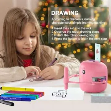 Smart Drawing Robot for Kids,Montessori Educational Painting Toy for 5+ with Voice Interaction&16 Color Pens,Magic Drawing Robot with 100 Learning Word Cards,Ideal Gift for 5+ Year Old Boys Girls