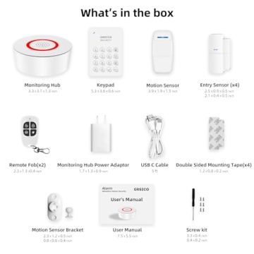 GRSICO 9-Piece Wireless Home Security Alarm Kit