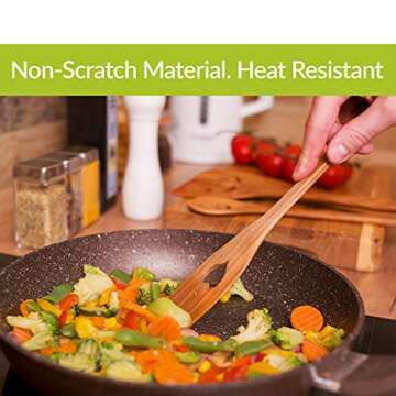 MFC 5-Piece Wooden Cooking Spoons - Kitchen Spatula Set from Natural Cherry Wood - Wooden Spoons for...