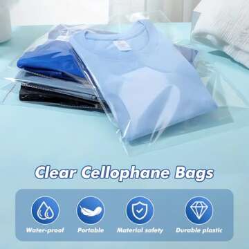 UltraOutlet 14x20 inches Large Clear Resealable Cellophane Bags for Packaging Products 100ct Self-se...