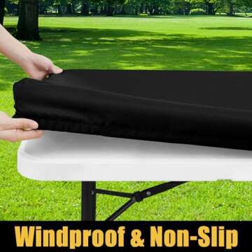 Smiry Rectangle Picnic Table Cloth, Waterproof Elastic Fitted Tablecloths for 6 Foot Tables, Washabl...
