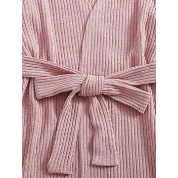SOLY HUX Womens 3 Piece Lounge Set Pajama Sets Sleepwear Rib Knit Cami Tops and Shorts with Robe Cardigan Pink M