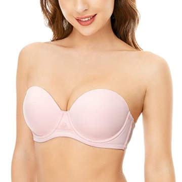 Deyllo Women’s Strapless Bras Plus Size Underwire Full Coverage Molded Cup Multiway Bra