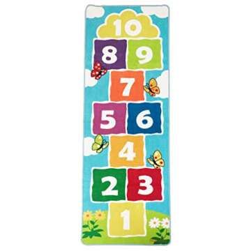 Hopscotch Rug Kids Rugs Classroom Rug Playroom Decor Non Slip Children's Carpet for Boys & Girls Best Shower Gift (70.8 x 26 inch)
