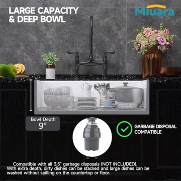 Elegant Miuara Farmhouse Sink 33 Inch - Durable Style