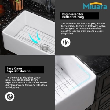 Elegant Miuara Farmhouse Sink 33 Inch - Durable Style