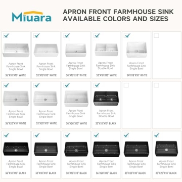 Elegant Miuara Farmhouse Sink 33 Inch - Durable Style