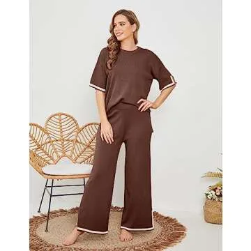 Faleave Womens Knit 2 Piece Lounge Set for Stylish Comfort