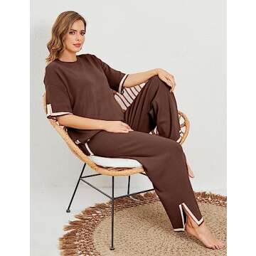 Faleave Womens Knit 2 Piece Lounge Set for Stylish Comfort