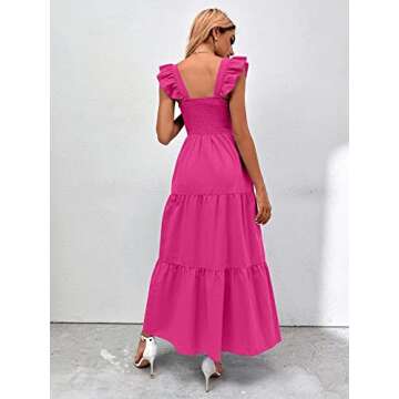 MakeMeChic Women's Summer Beach Vacation Summer Dresses 2025 Blue and White Floral Long Maxi Sundres...