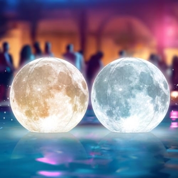 TIALLY Full Moon Floating Pool Lights - Solar Powered Pool Decor (2 Pack)