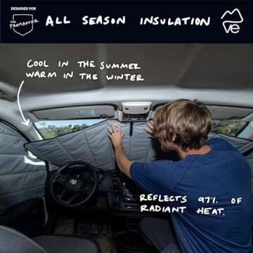 VanEssential Insulated Blackout Front Windshield Cover Designed for RAM Promaster Van Years 2014 to Current Model - Cool Gray