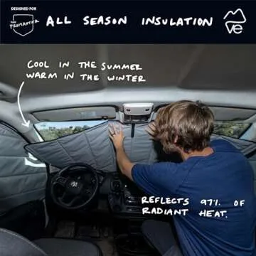 VanEssential Insulated Blackout Front Windshield Cover Designed for RAM Promaster Van Years 2014 to Current Model - Cool Gray