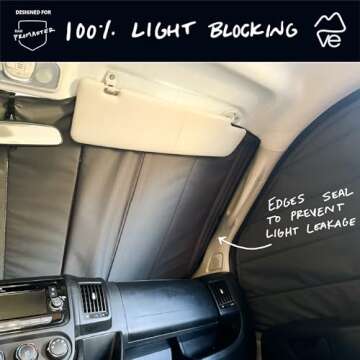 VanEssential Insulated Blackout Front Windshield Cover Designed for RAM Promaster Van Years 2014 to Current Model - Cool Gray