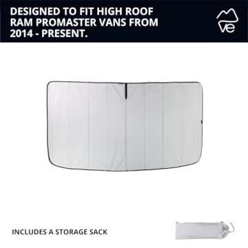 VanEssential Insulated Blackout Front Windshield Cover Designed for RAM Promaster Van Years 2014 to Current Model - Cool Gray