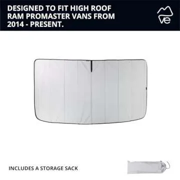 VanEssential Insulated Blackout Front Windshield Cover Designed for RAM Promaster Van Years 2014 to Current Model - Cool Gray