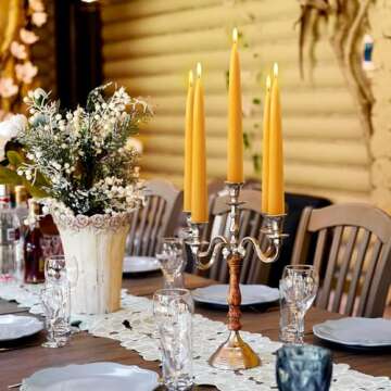 Beeswax Taper Candles - 12 Pack, Dripless & Long Burning