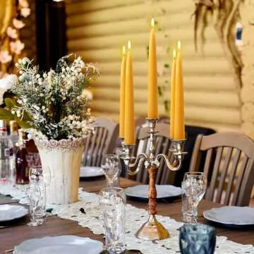 Beeswax Taper Candles - 12 Pack, Dripless & Long Burning