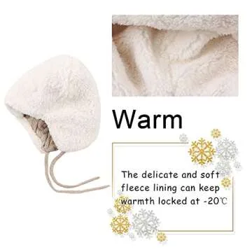 Winter Kids Beanie Hat Baby Knitted Hats Fleece Earflap Beanie Windproof Warm Toddler Beanies Boys Girls 0-5 Years (Beige, 2-5 Years)