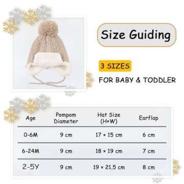 Winter Kids Beanie Hat Baby Knitted Hats Fleece Earflap Beanie Windproof Warm Toddler Beanies Boys Girls 0-5 Years (Beige, 2-5 Years)