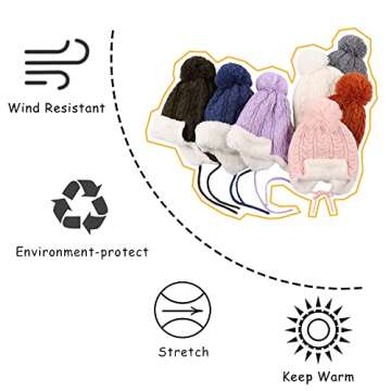 Winter Kids Beanie Hat Baby Knitted Hats Fleece Earflap Beanie Windproof Warm Toddler Beanies Boys Girls 0-5 Years (Beige, 2-5 Years)