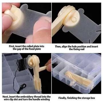 100 Plastic Cross Stitch Bobbins & Organizer Box Set