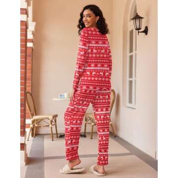 Ekouaer 2 Pack Women's Pajama Set Soft Long Sleeve Sleepwear Loungewear Pjs Sets with Pockets S-XXL