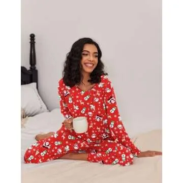 Ekouaer 2 Pack Women's Pajama Set Soft Long Sleeve Sleepwear Loungewear Pjs Sets with Pockets S-XXL