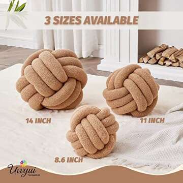 Uvvyui Knot Pillow Ball, Soft Home Decorative Pillows, Round Throw Pillow, Handmade Knotted Plush Pi...
