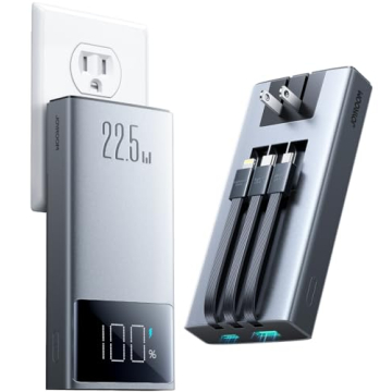 JOYROOM Portable Charger Built in Cable and AC Wall Plug 10000 mAh PD 22.5W Fast Charging Power Bank...