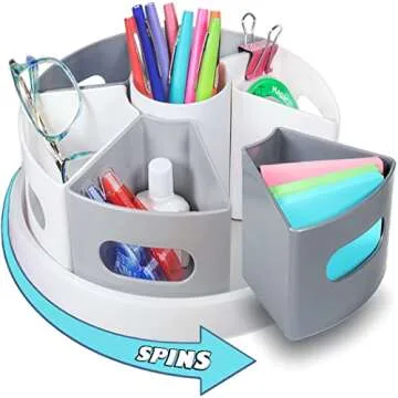 Creative Caddy Rotating Art Supply Organizer for Kids, Marker Organizer for Teacher Desk Storage, Pe...