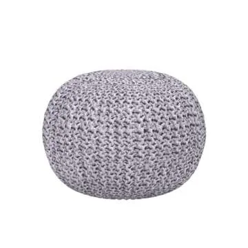 BirdRock Home Round Pouf Ottoman | Stylish Cotton Footrest